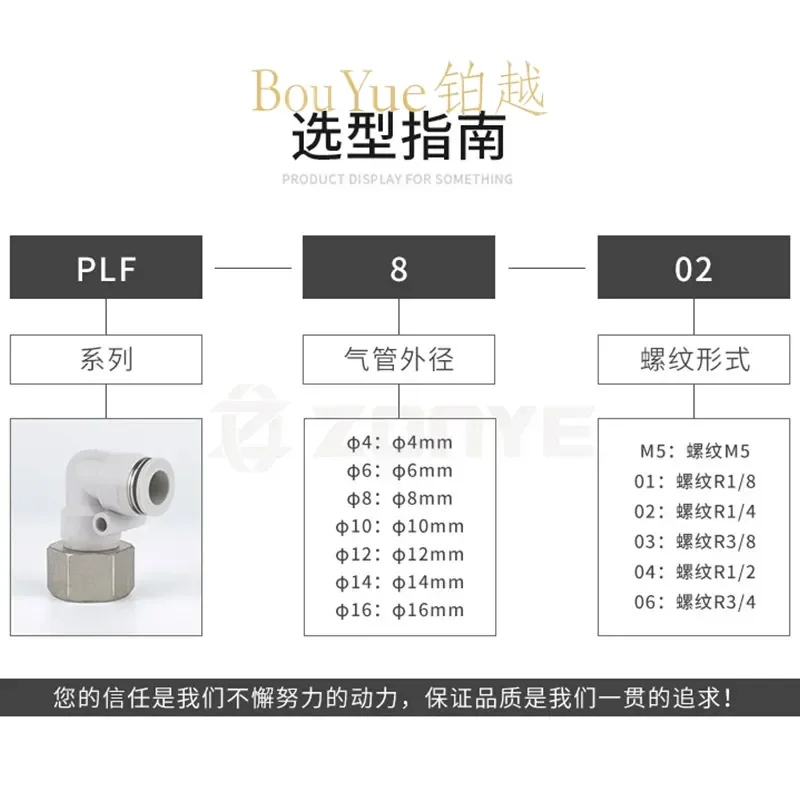 for PLF6-01/8-02 Pneumatic Quick Connector 90 Degree Internal Thread Elbow L Type Right Angle Black White Air Fitting