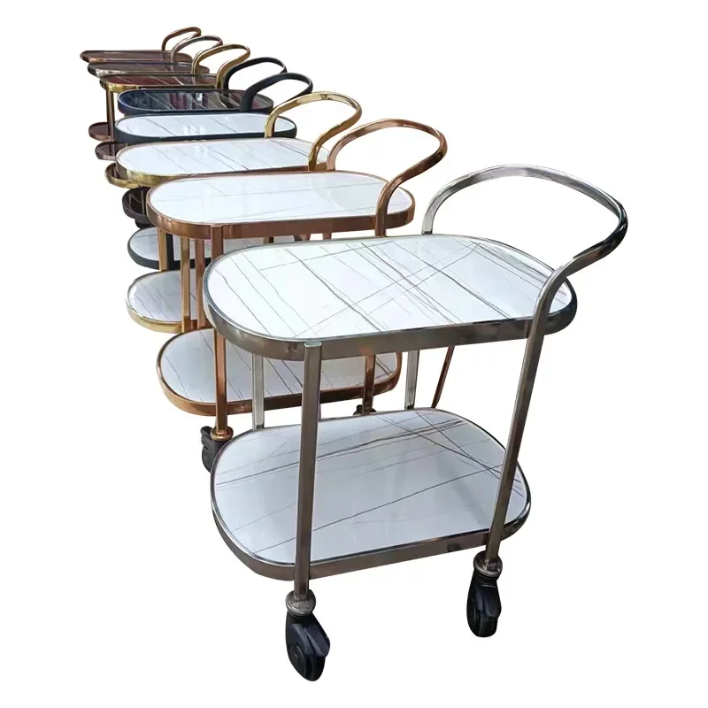 Hotel stainless steel luxury trolley, restaurant snack cake wine cart, two-story large multi-function