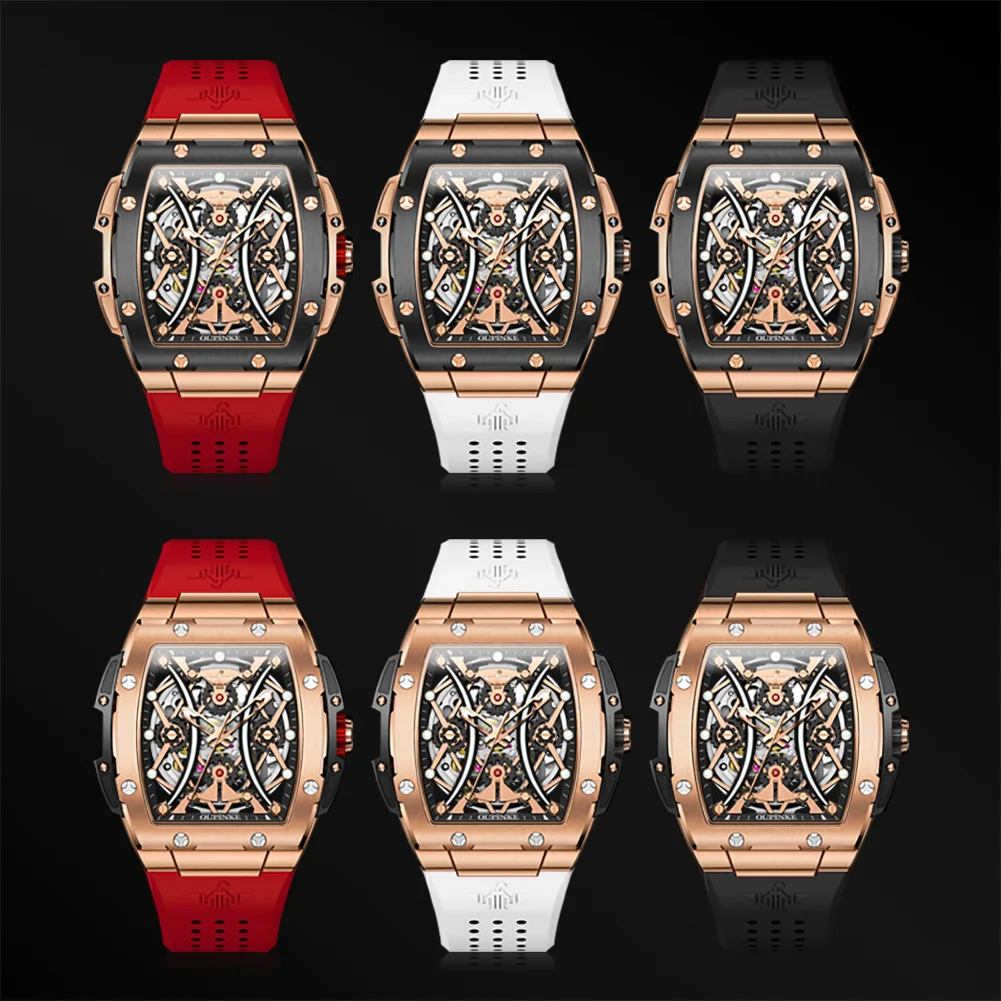 Men's Luxury Automatic Mechanical Watch, Silicone Strap