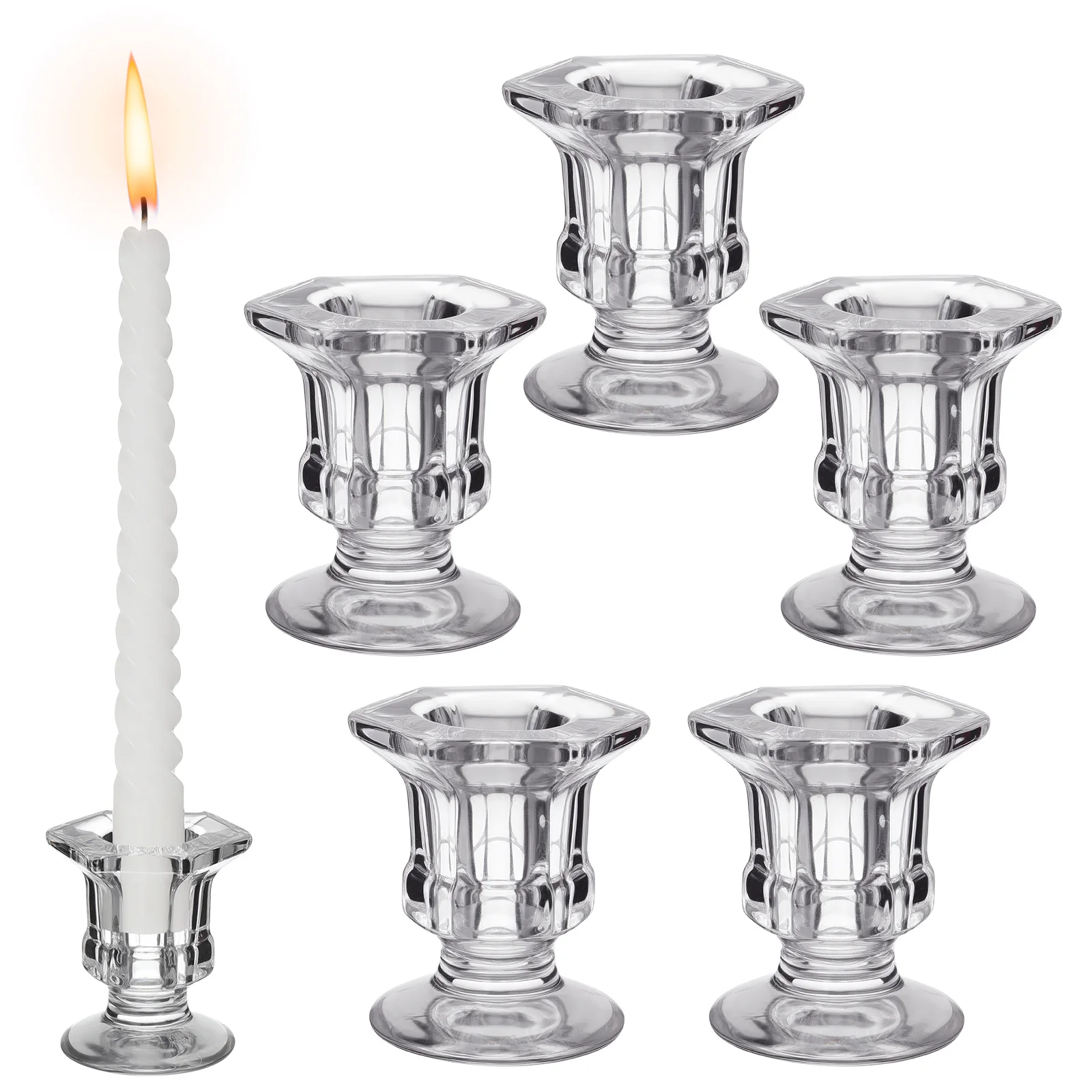

6Pcs Glass Holders Elegant Home Decor Table Centerpiece for Wedding Party Romantic Lighting Decoration Modern Taper