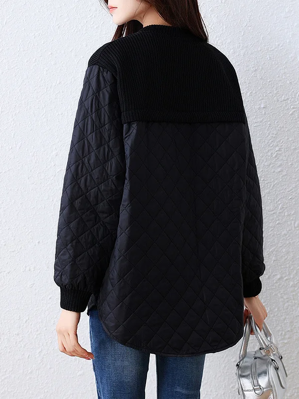 Plus Size Loose Diamond Pattern Bla Cotton Jaet Damen Winter Thiened Oberbekleidung European Sle Large Size Coat Top