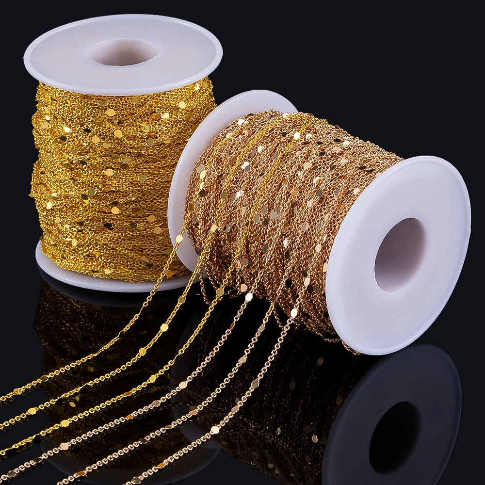Sequin Chain Necklace Bracelet Chain, Stainless Steel Chain for Women DIY Necklace, Jewelry Making, Clothing Tassel Accessories