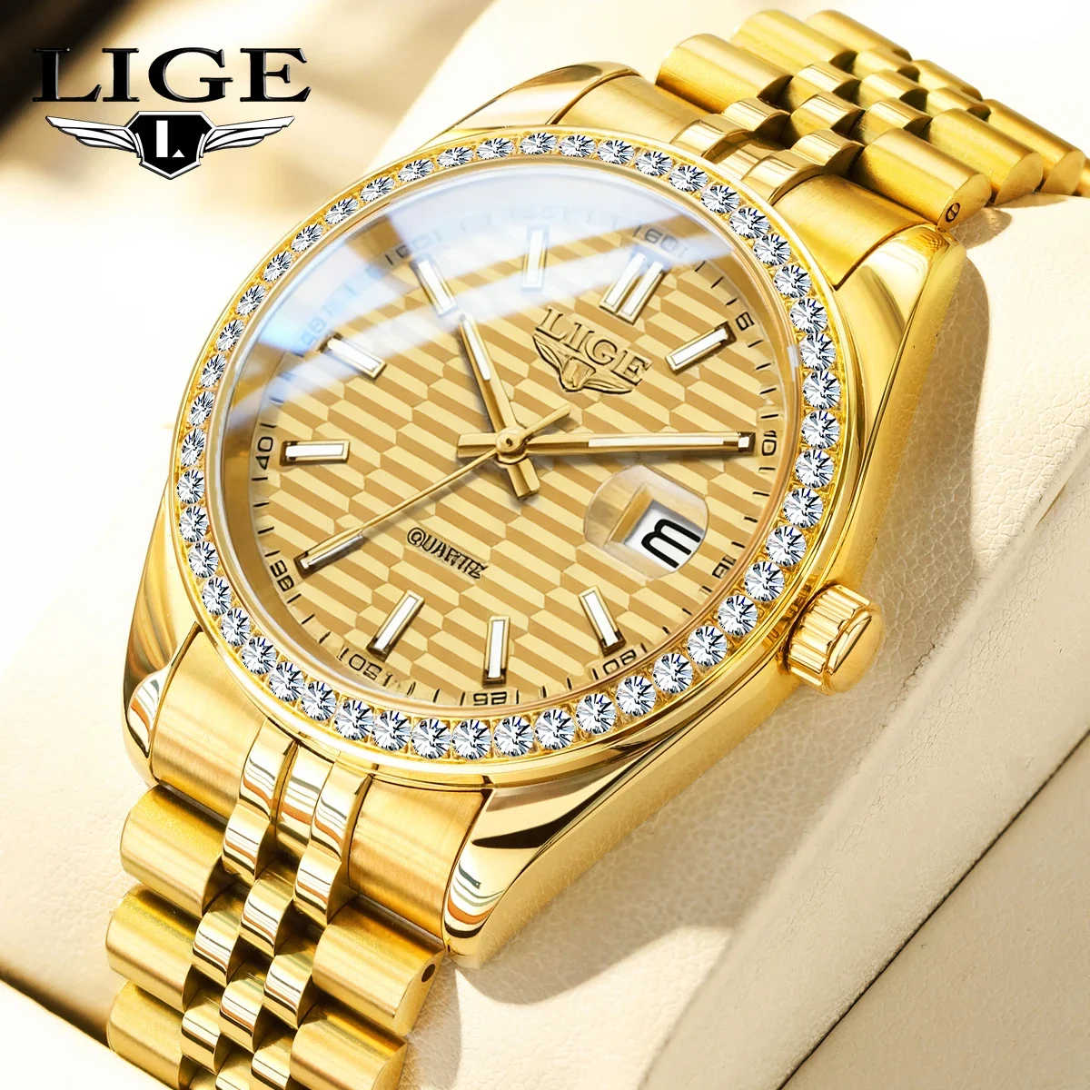 

Спортивные кварцевые часы LIGE для мужчин, с календарем, светящиеся, из нержавеющей стали, водонепроницаемые, повседневные, элегантные мужские наручные часы Reloj Hombre