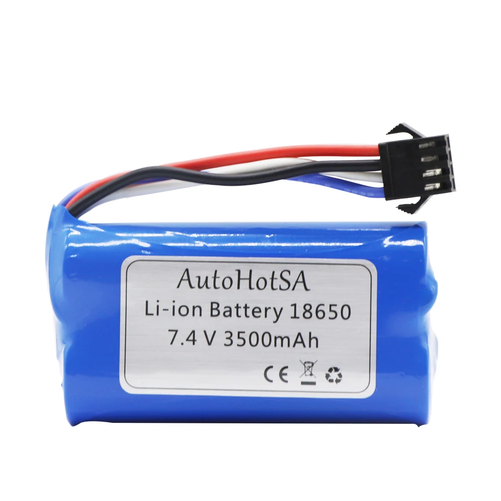 1-10PCS 7.4V 3500mah 18650 LI-ION Battery with SM-4P Plug for Udi007 udi002 Udi001 HJ806 RC toys Boat Spare Parts 2S battery