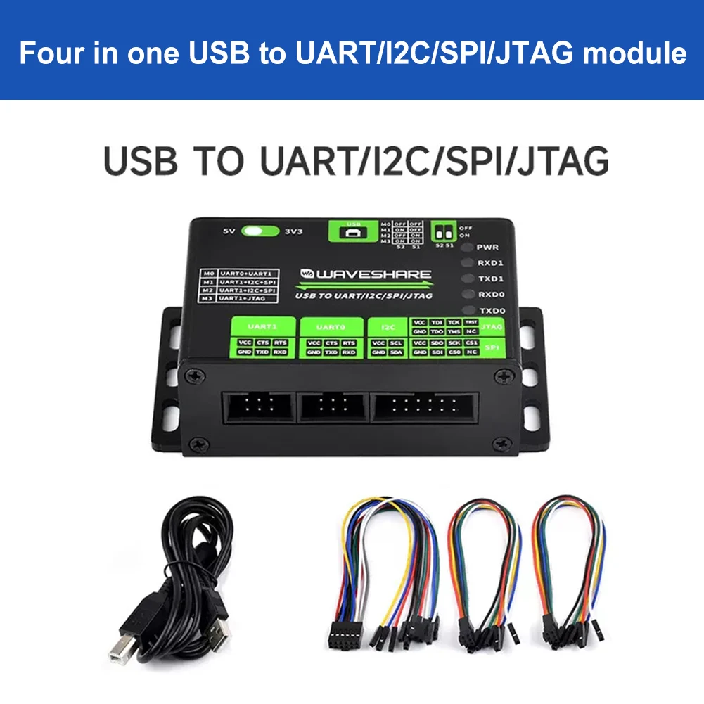 USB To UART/I2C/SPI/JTAG Adapter Converter 3.3V/5V USB To 2-ch UART Aluminium Alloy Case USB To 1-ch UART + 1-ch I2C + 1-ch SPI