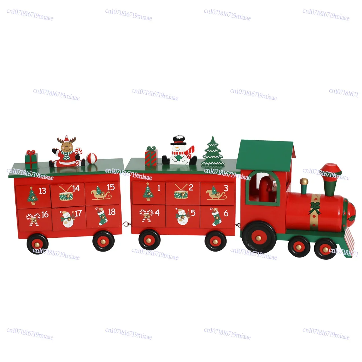 Christmas Countdown Wooden Train Calendar Candy Box Ornament Decorative Gift 61cm