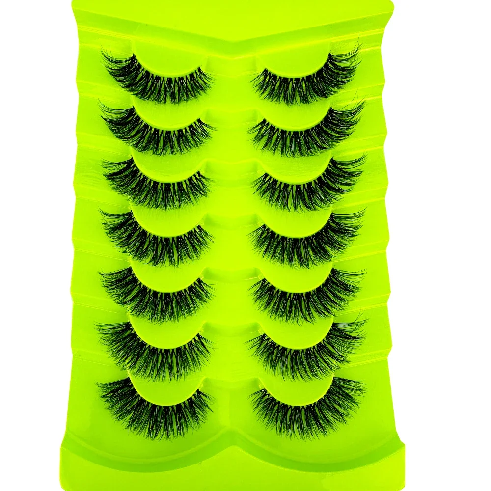 NEW 7Pairs 3D Mink Lashes Invisible Band False lashes Wispy Long Lasting Lashes Dramatic Full Strip Lashes Fluffy Reusable