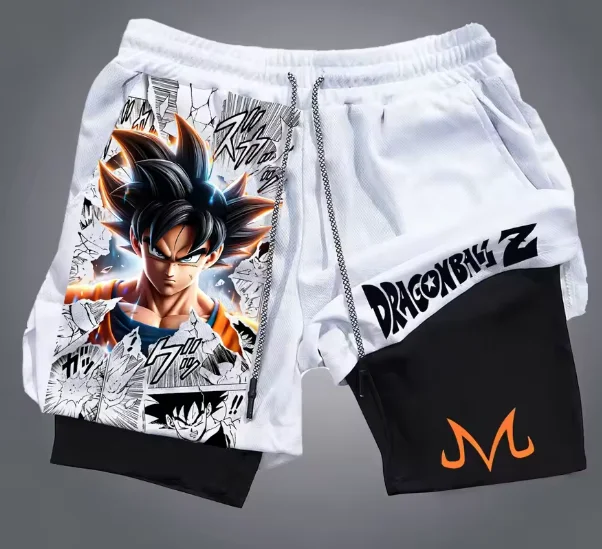 

2026 Dragon Ball Official Licensed 3D Print Double Layer Shorts Anime Goods S-2XL Stylish Goku Vegeta Casual Shorts