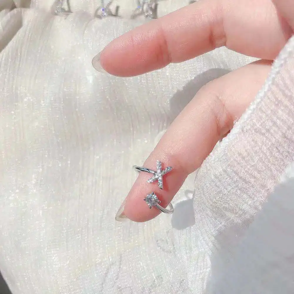 26 حرف إنجليزي مفتوح خواتم الاصبع A-Z الأحرف الأولى اسم الأبجدية الإناث الإبداعية خاتم موضة هدايا حفلات الزفاف مجوهرات #5