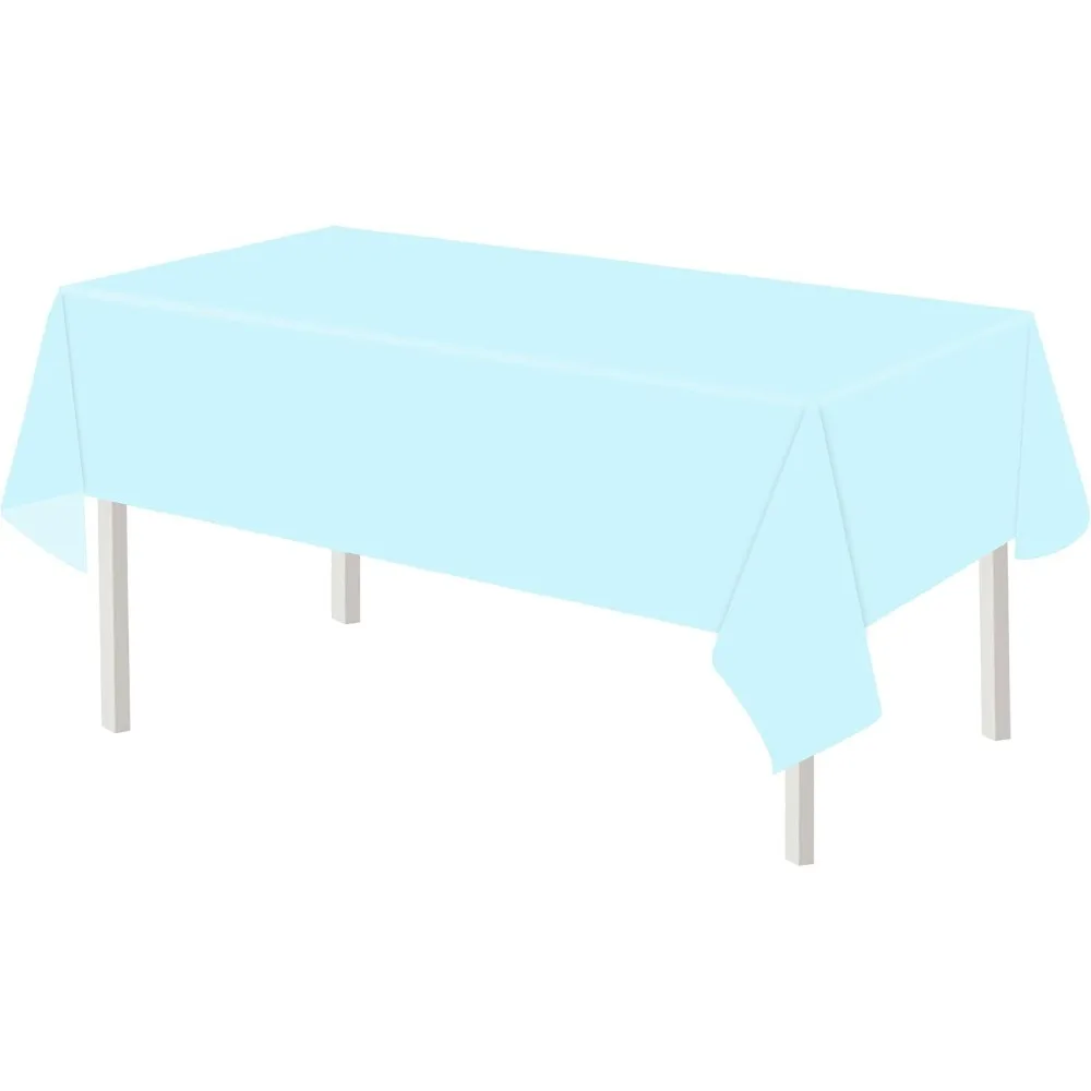 

Disposable Light Blue Plastic Tablecloth 2 Pack Baby Blue Rectangular Table Cover for 6 8 Foot Tables 54 x 108 Inch Waterproof Washable Easy Clean Picnic Party Supplies Decorations for Bridal Shower Baby Shower Birthday