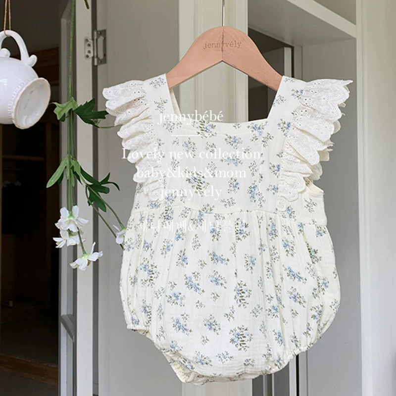 2024 New Summer 0-24M Children Clothes Toddler Baby Girls Jumpsuit Sleeveless Cotton Floral Printing Newborn Baby Girl Romper