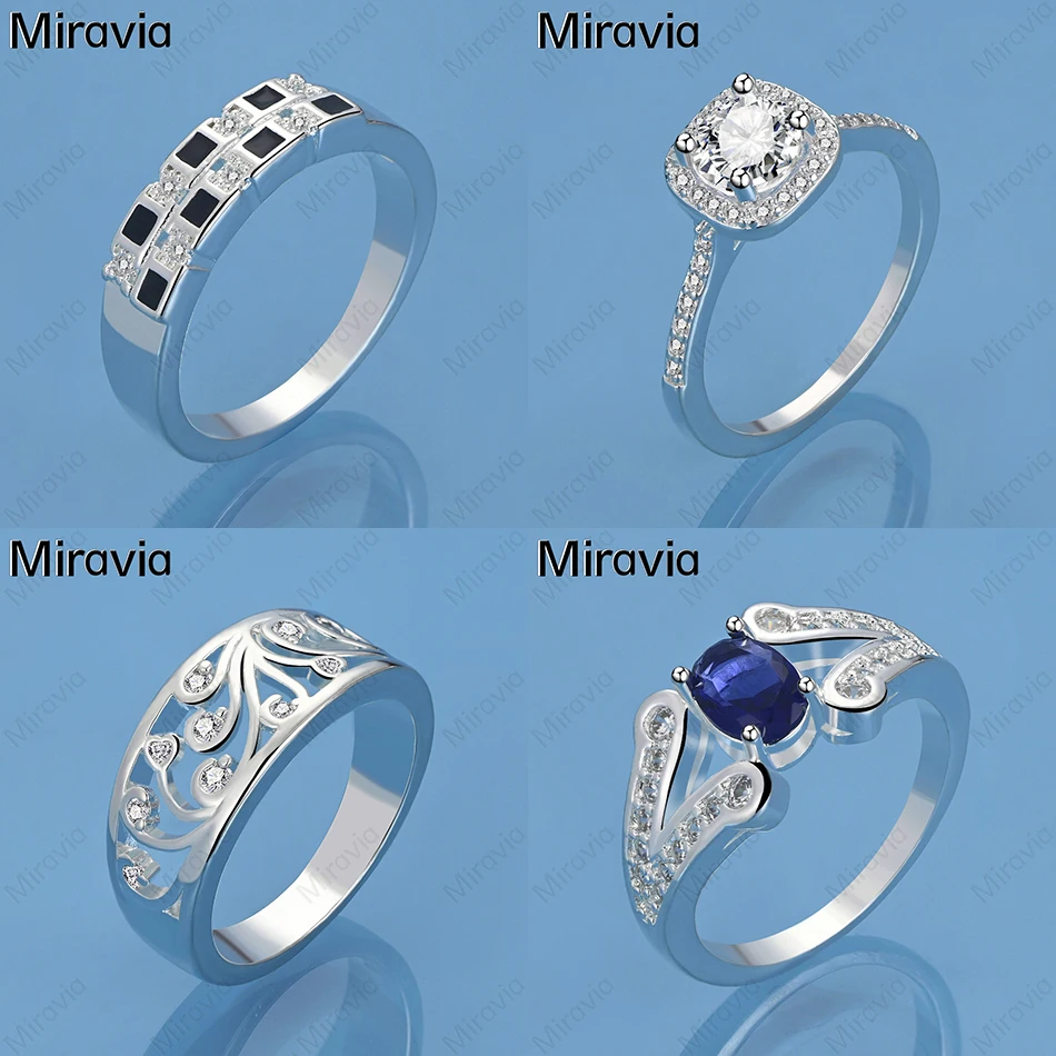 

Miravia 925 Sterling Silver 5mm Square Zircon Ring European And American Fashion Women'S Anniversary Gift Jewelry
