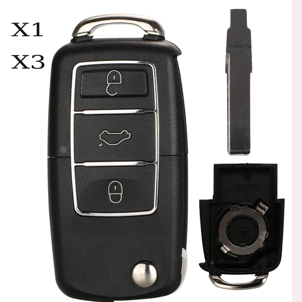 

Чехол для выкидного ключа Jingyuqin X1 X3 с 3 кнопками для VW Jetta Golf Passat Beetle Skoda Seat Polo B5