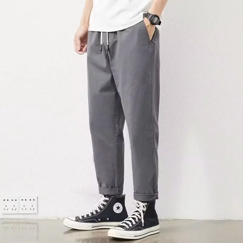 2025 New Spring and Autumn Work Clothes Straight Loose Hammer-shaped Pure Cotton Casual Pants for Men