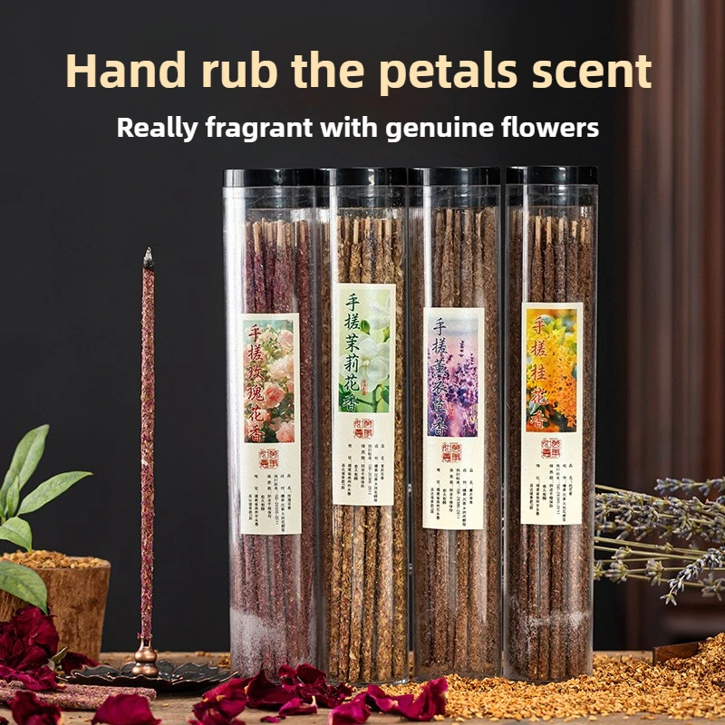 1 Box 40pcs Natural Handmade Rose Incense Sticks Organic Lavender, Jasmine, Osmanthus Home Fragrance Stick Incenses