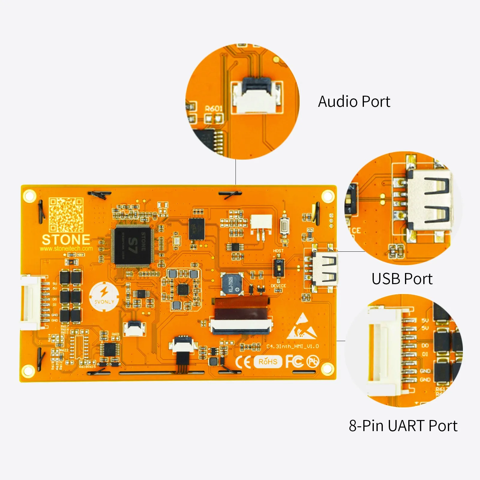 STONE 7.0 Inch HMI TFT LCD  TFT Touch Screen Dsplay Module with Serial Interface Program Software for Equipment Use