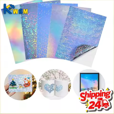 A4 Printable Holographic Sticker Paper for Inkjet Laser Printer Removable DIY Waterproof Fade Proof Craft Photo Poster Decal