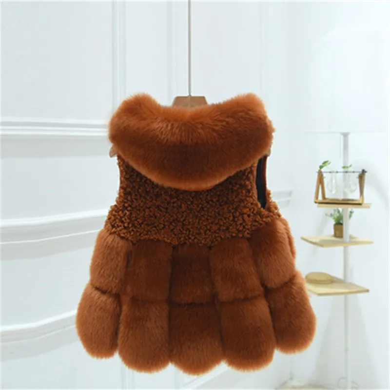 Fur Vest Female Short 2021 New Casual Korean Fashion Fur One Piece Imitation Fox Fur Hooded Vest Thin Waistcoat High Quality