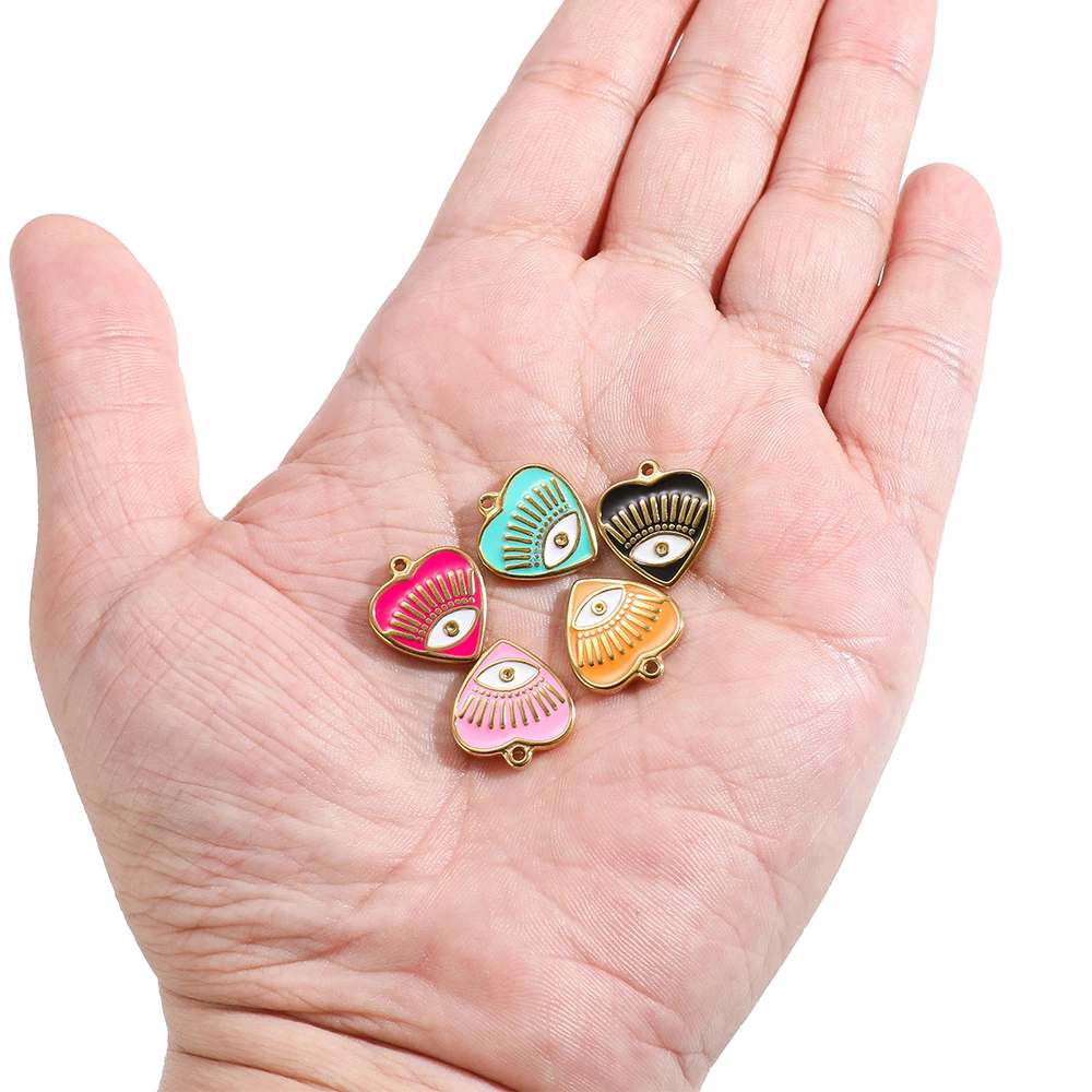 

5 шт., подвески в форме сердца из нержавеющей стали, подвески от сглаза для рукоделия, изготовления ювелирных изделий, серьги, ожерелье, материал, оптовая продажа