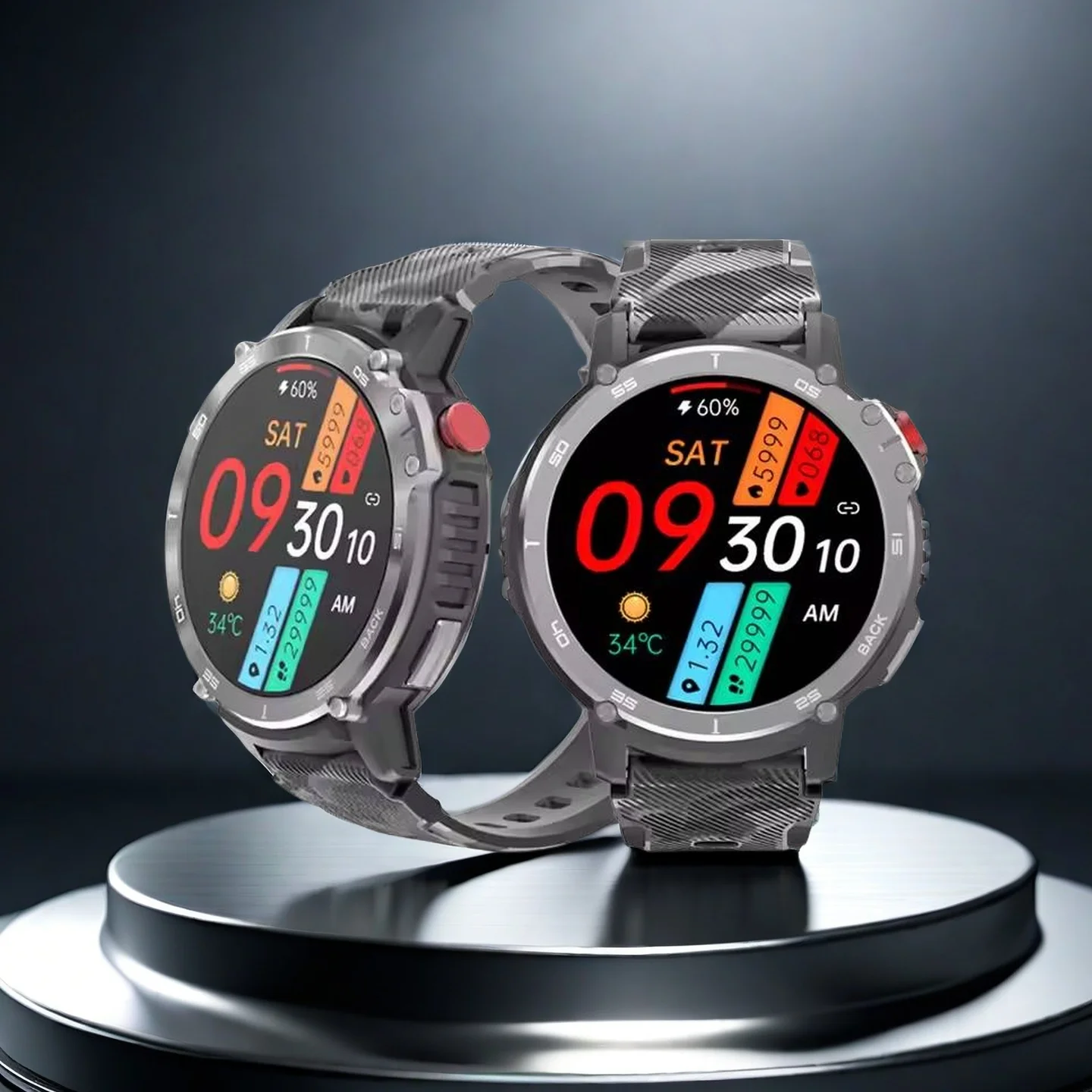 

C22 Outdoor Sports Smart Watch for Men 1.6inch Round HD Screen 400mAh Battery for Long Standby 1G+4G Memory with Off-line Music