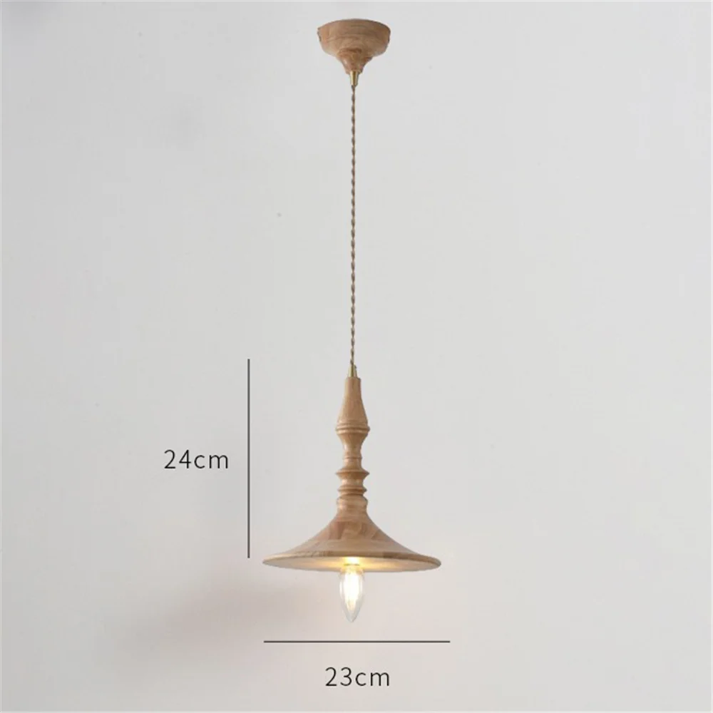 Vintage Solid Wood Candlestick Led Hanging Chandelier Retro Loft Decor Dining Room Study Homestay Hotel Suspended Light Fixtures