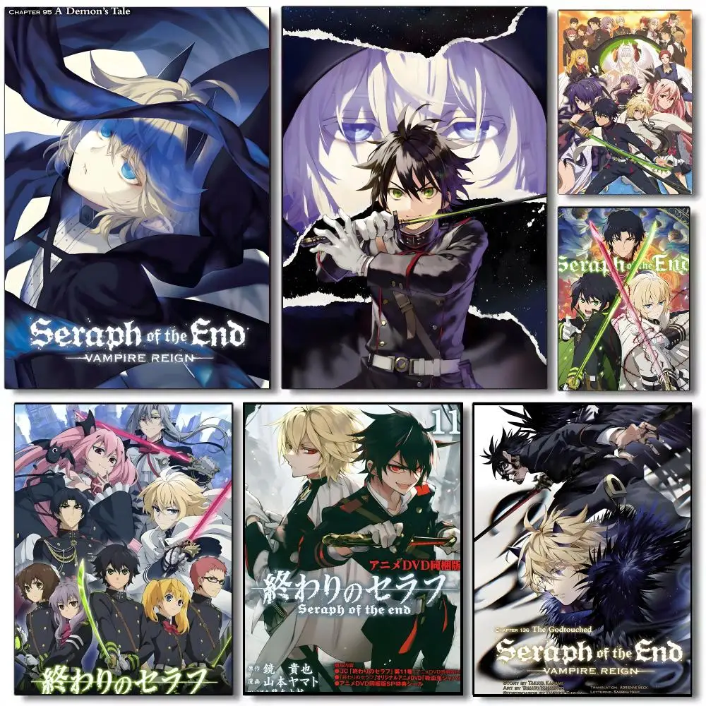 Seraph of the End Anime Dark Fantasy Poster Self-adhesive Advanced Aesthetic Printing Paper Wall Art for Living Room Home Decor