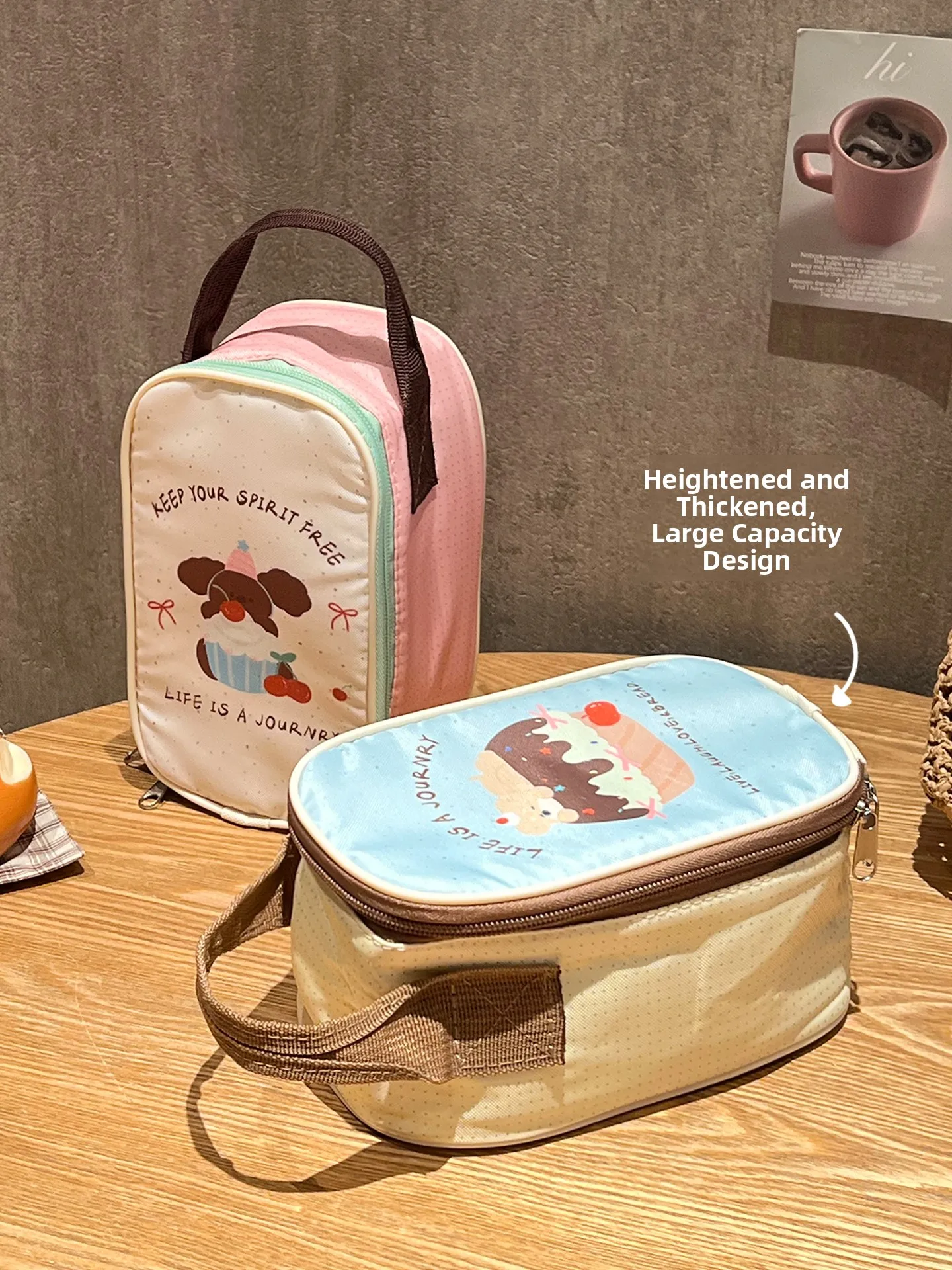 Cute Portable Breakfast Bag Thickened Aluminum Foil Insulated Cool Commuter  Lunch Box Bag Small Size Office Workers