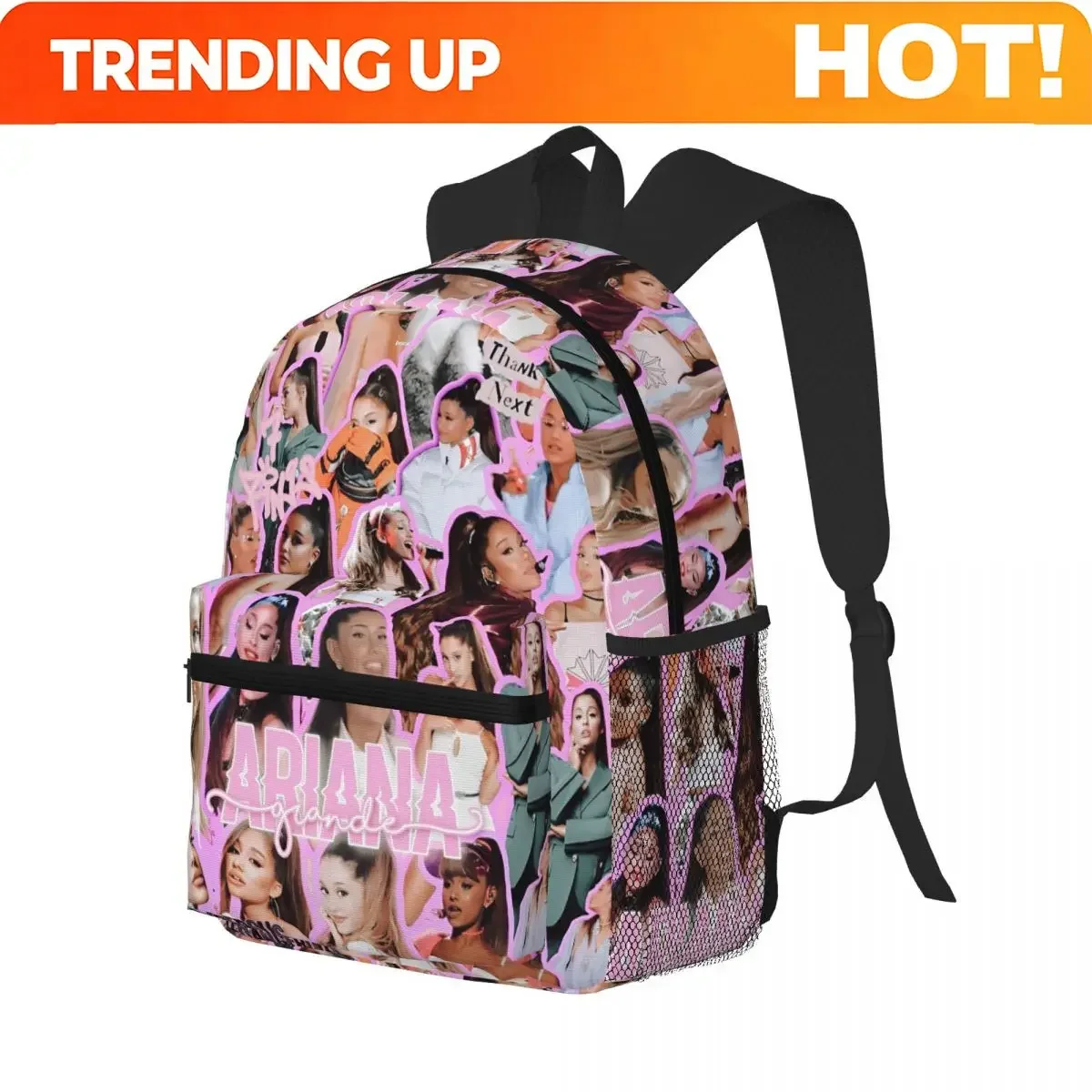 Custom Bag Ariana Grande Pop Music American Singer Student Backpack School Bag Hiking Travel Daypack For Men Women Bookbag Shoul
