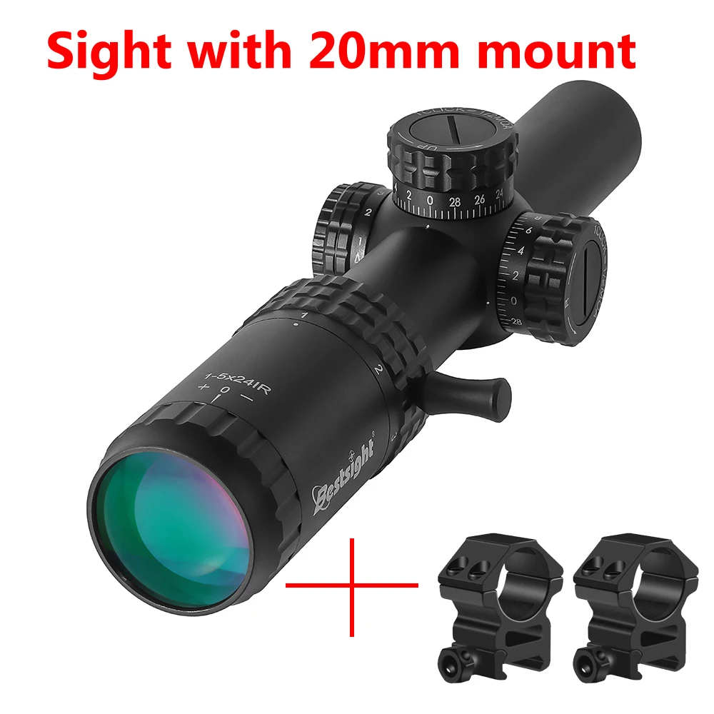 1-5X24 Taktisches Optisches Zielfernrohr mit Rot und Grün Beleuchtetem Fadenkreuz Jagdoptik Kompaktes Visier