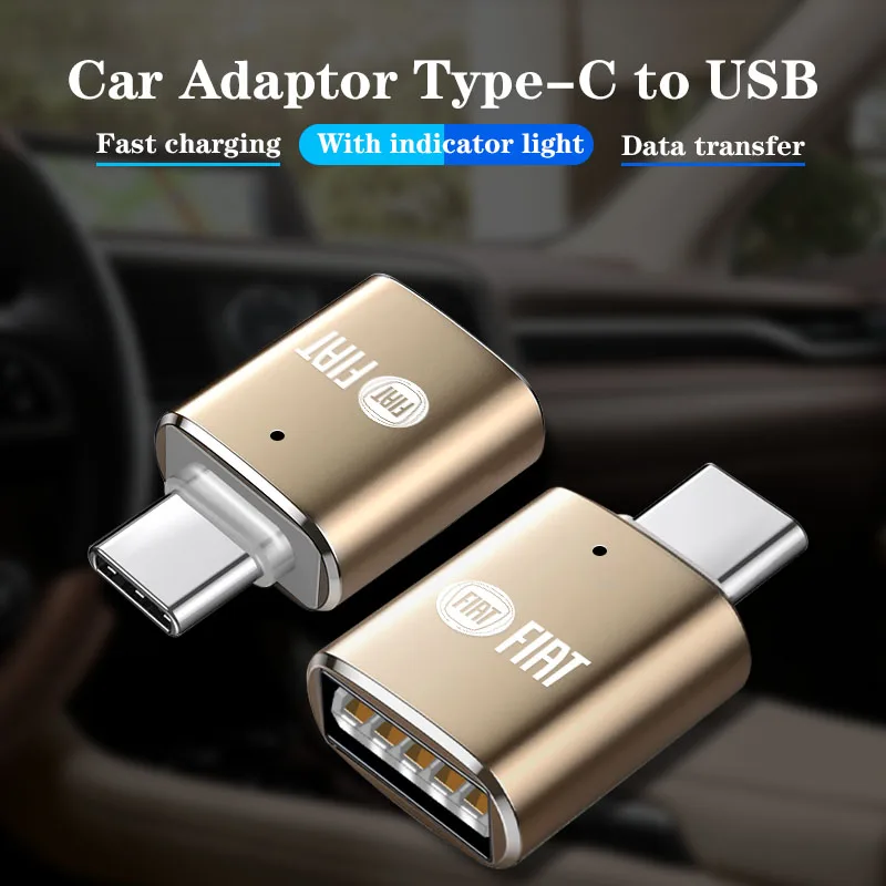 Type C To USB Port Converter Charging Cable Adapter For Fiat 500 Punto Panda Ducato Freemont Abarth Doblo Stilo Bravo Viaggio FR