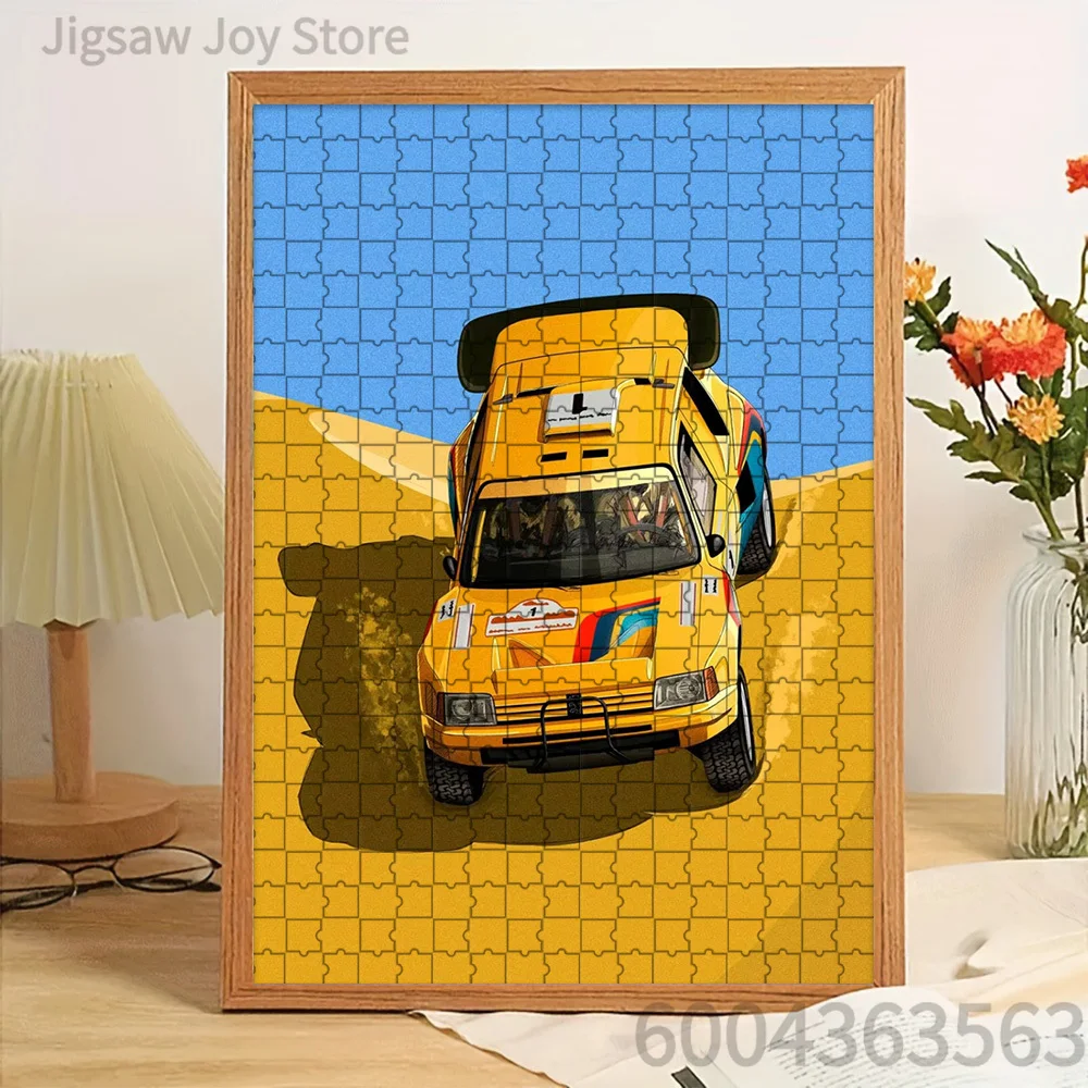 

Paper Jigsaw Puzzle Yellow Desert Rally Car Artwork Dynamic Off-Road Scene Design Creative Home Wall Decoration Interactive Fun