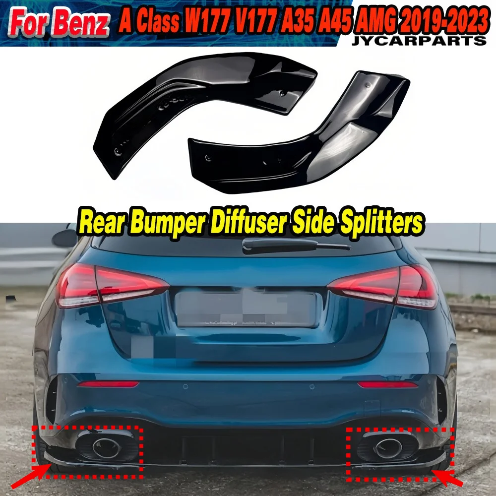 Для Mercedes-Benz A-класса W177 V177 A35 A45 AMG (хэтчбек, седан) 2019-2023: высококачественный задний диффузор из АБС-пластика с угловыми элементами