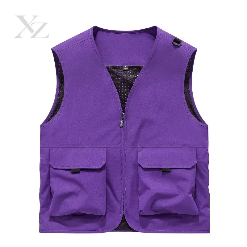 Durable Multi Pocket Utility Work Vest for Men – V Neck Full Zip Sleeveless Jacket, Lightweight Outdoor Photography Fishing
