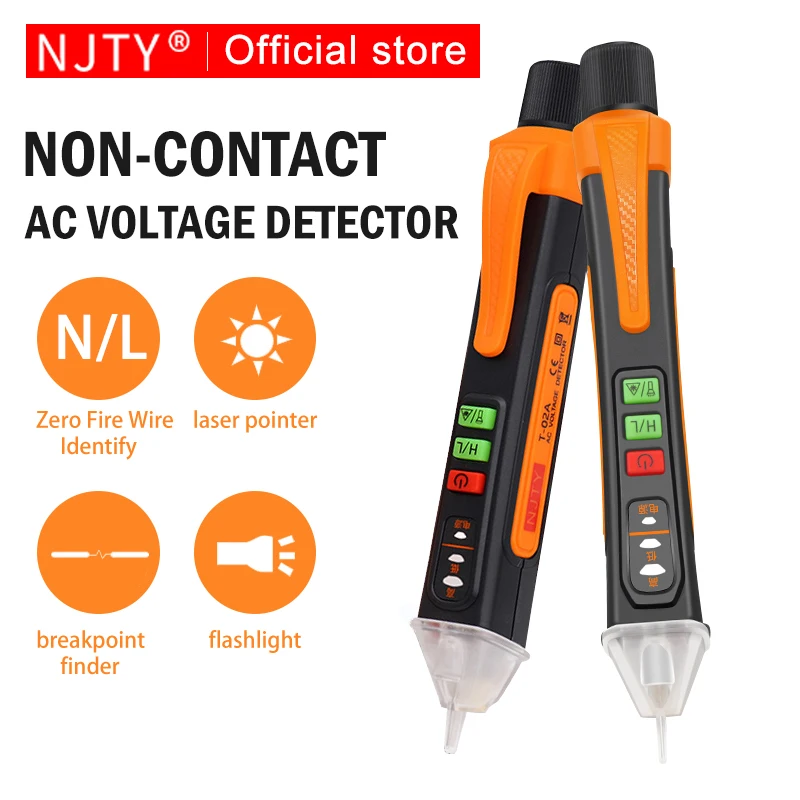 NJTY Non Contact Voltage Detector T02A AC Voltage Tester Pen Meter 12-1000V Electric Sensor Test Pencil Smart Breakpoint Finder