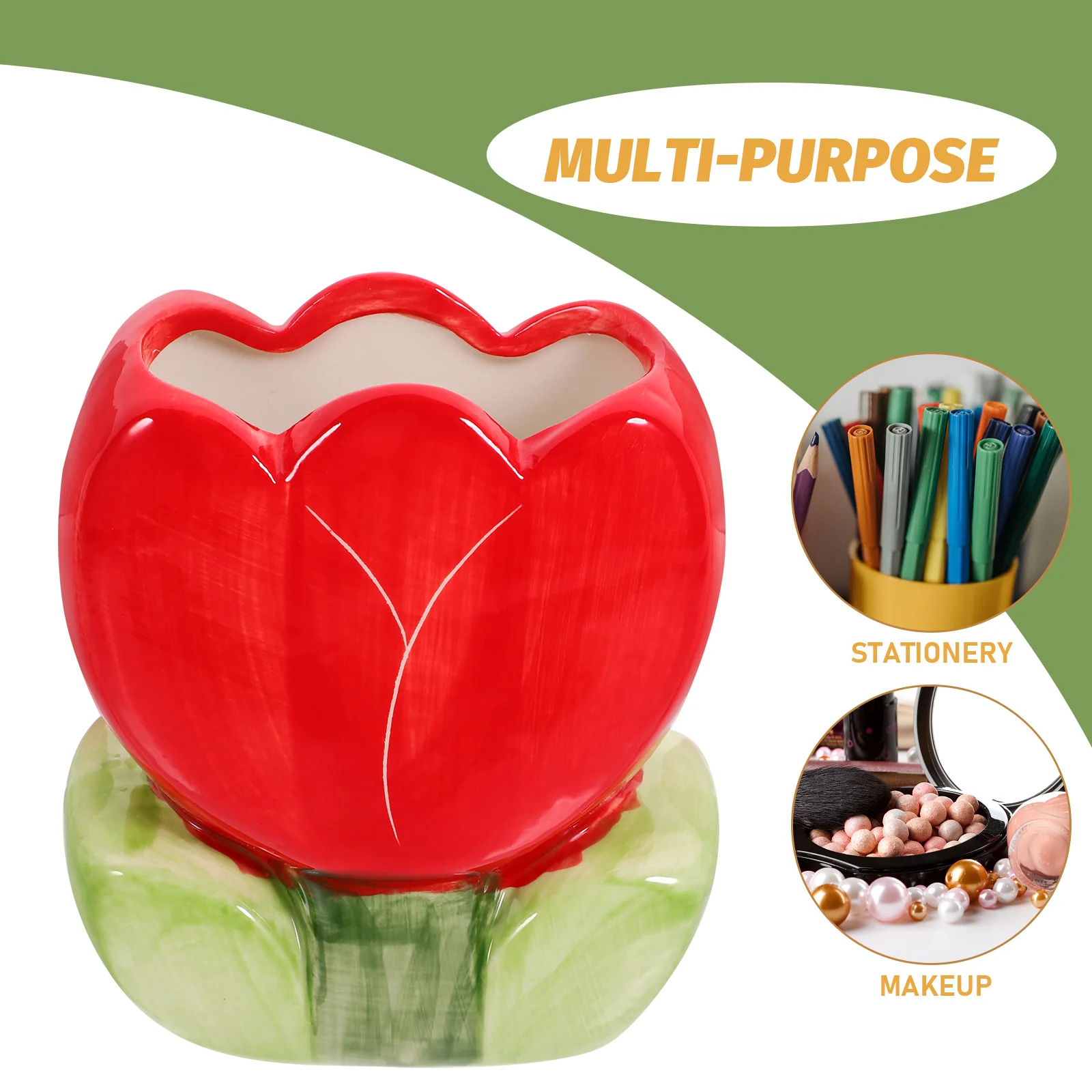 Держатель для ручек с цветком тюльпана, контейнер для карандашей, модное украшение для хранения кистей для макияжа, украшение стола