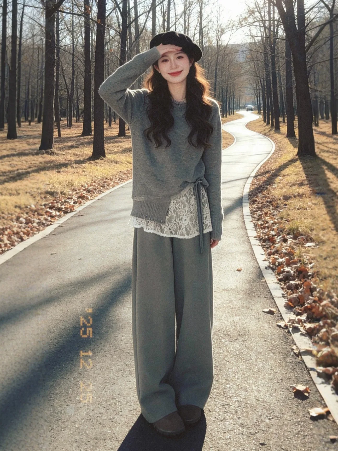 

Вязаные кружевные повседневные брюки в корейском стиле, модный комплект женской зимней одежды больших размеров, теплый, с высокой талией, длинный рукав