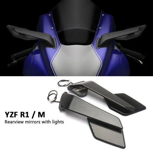 YAMAHA YZF R1 R1M 2020-2025 오토바이 액세서리 LED 회전 조절 식 윙 미러가있는 백미러의 새로운 기능