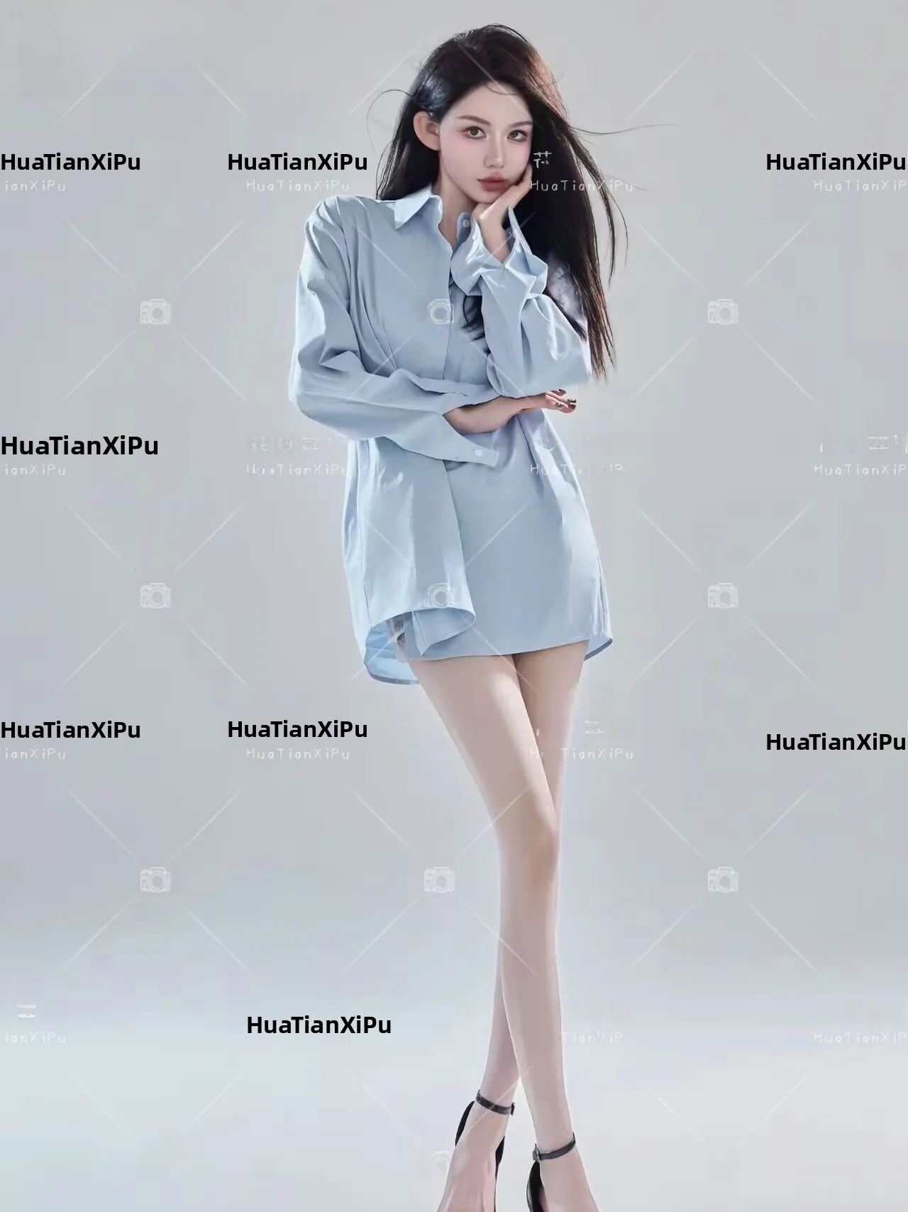 

Синяя рубашка для фотосессий в студии: одежда для художественной портретной съемки, женская рубашка в этническом стиле