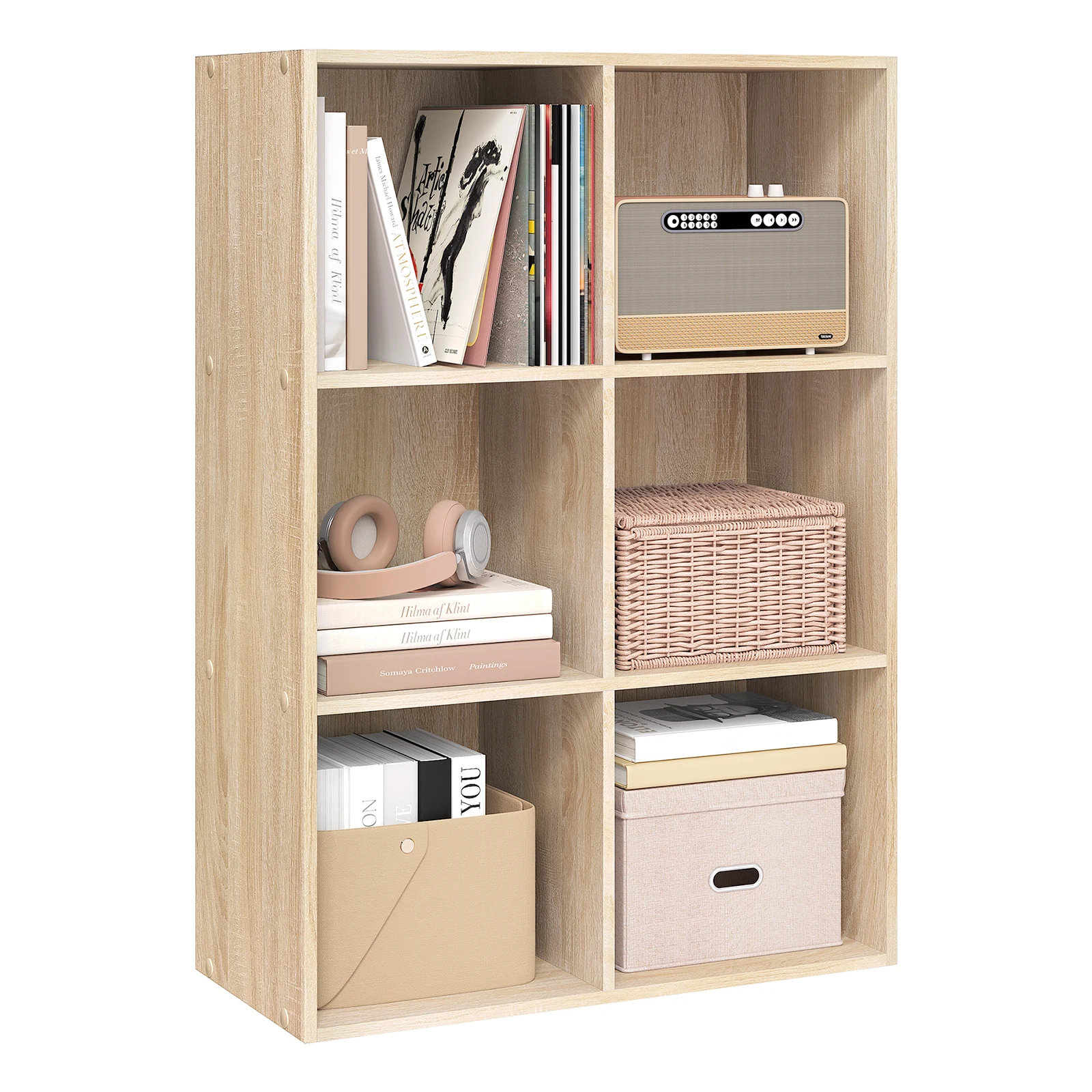 WOLTU Dekoratives freistehendes Bücherregal, weißes Bücherregal, Bücherregal mit 6 Aufbewahrungswürfeln für Küche, Wohnzimmer, Schlafzimmer, Heimdekoration