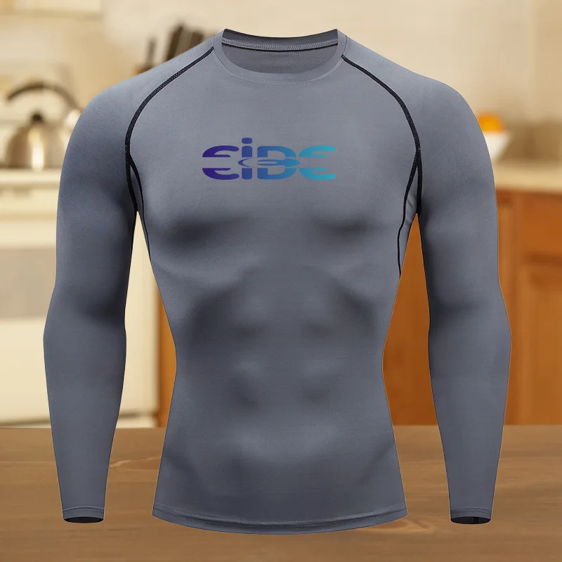 الرجال ضغط قميص للتمرين سريعة الجافة المحملة الأعلى تنفس امتصاص العرق بدلة ضيقة تناسب اللياقة البدنية تي شيرت مقاومة للعرق #4