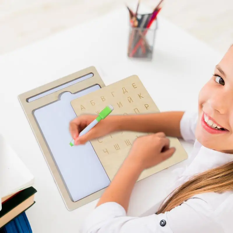 Houten schrijftablet Houten letter Schrijven Leerbord Leuk interactief leermiddel Jongens Meisjes Tekenspeelgoed voor kinderdag