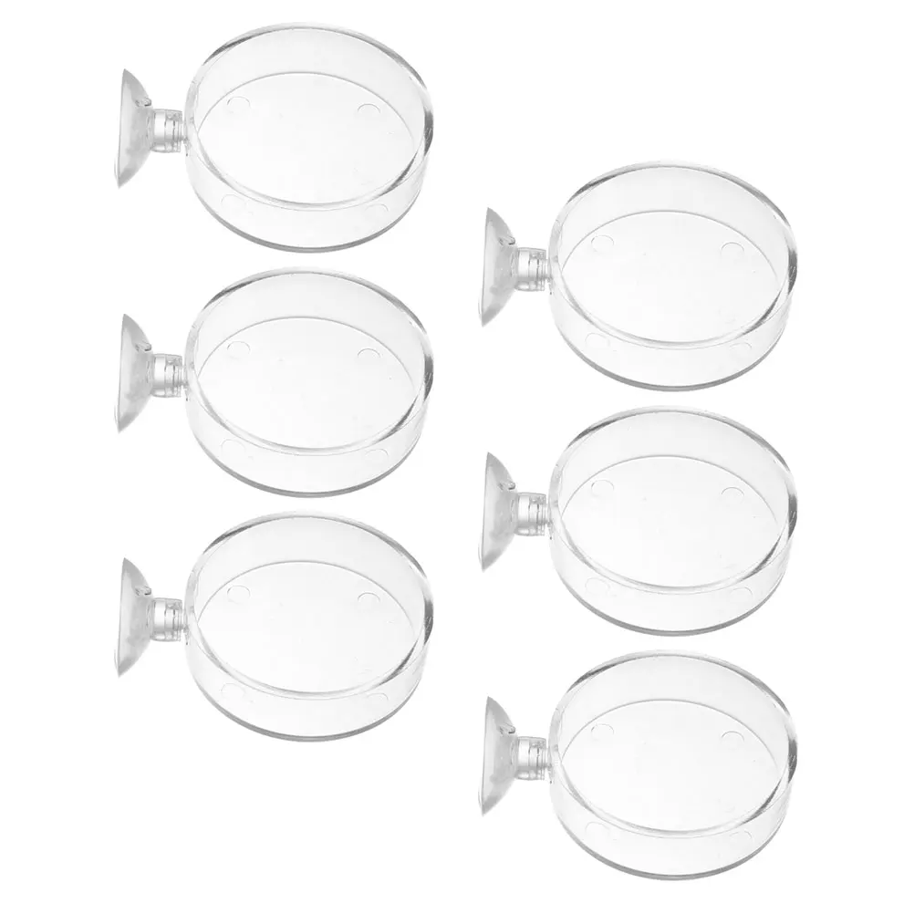 

6 Pcs Fish Feeding Dish Clear Acrylic Stable Food Holder Aquarium Supplies Reptiles Food Dish Compact Easy Install Smooth