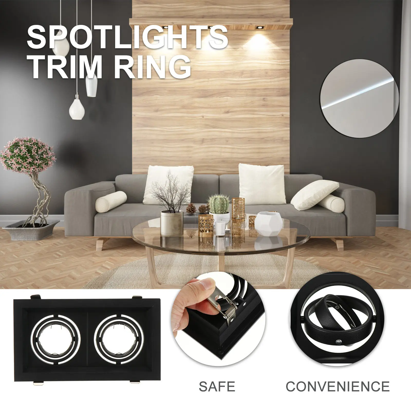 1Pcs Dual Head Adjustable LED Ceiling Spotlight Trim Ring Aluminium Alloy Plastic Recessed Light Mounting Shell for Gu10 Mr16