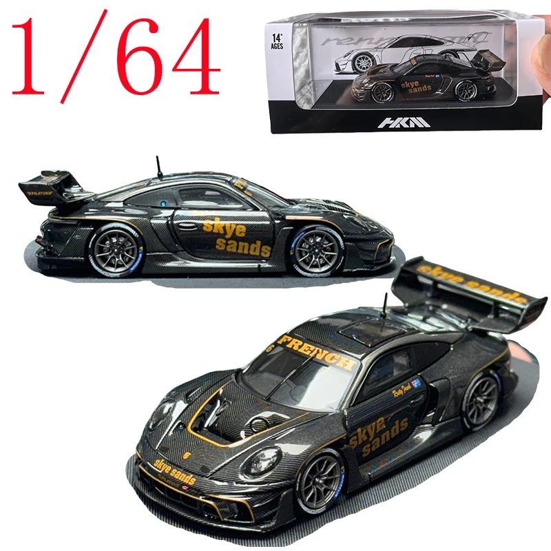 HKM Diecast Cars 1/64 Porsche 911GT3 R Rennsport نموذج سيارة رياضية سبيكة بورش 911GT3 R نموذج مركبات السباق عرض ثابت