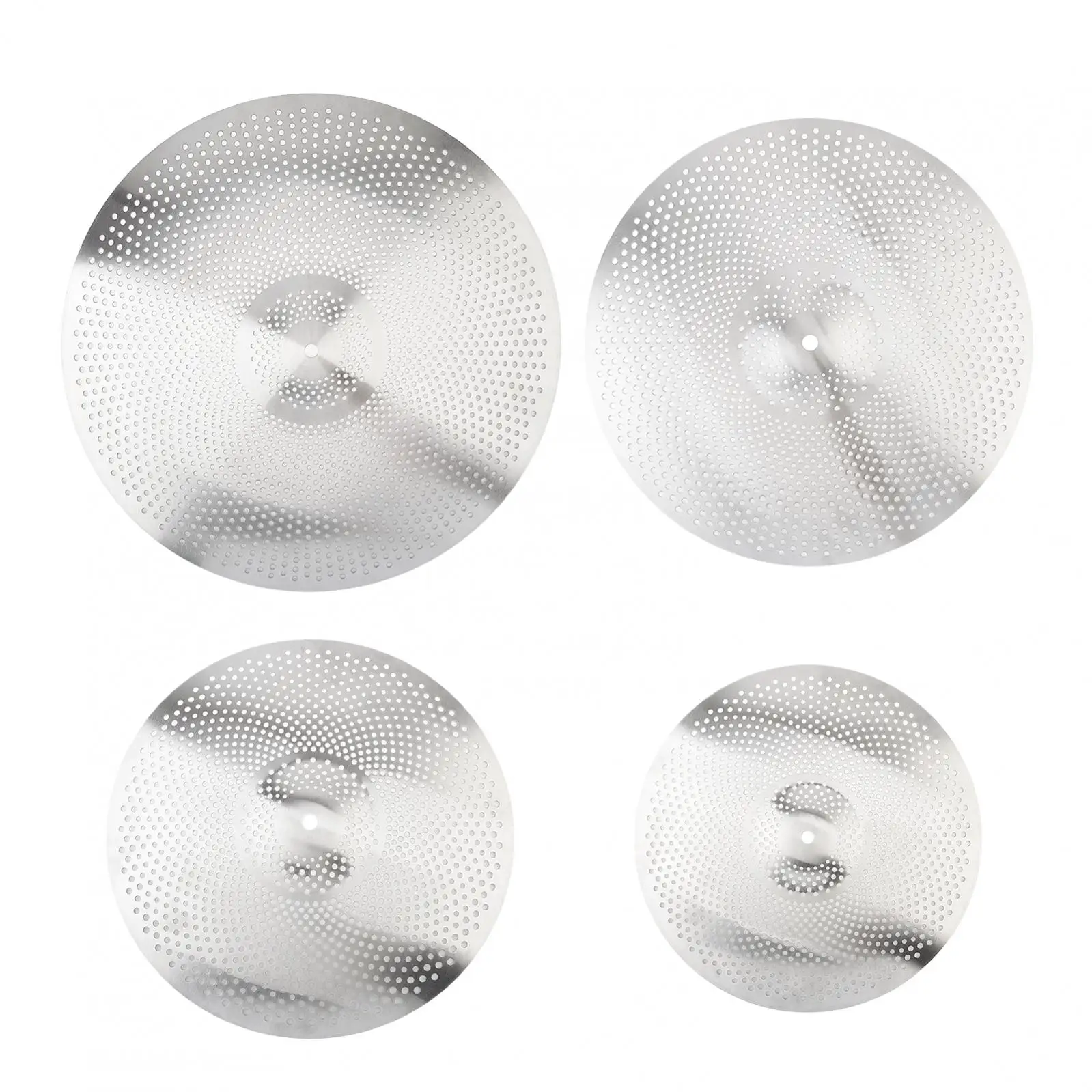 Low Volume Hihat Crash Ride Mute Cymbal for Drum Sets, 14 / 16 / 18 / 20inch Silver Drummer Practice Quiet Cymbal