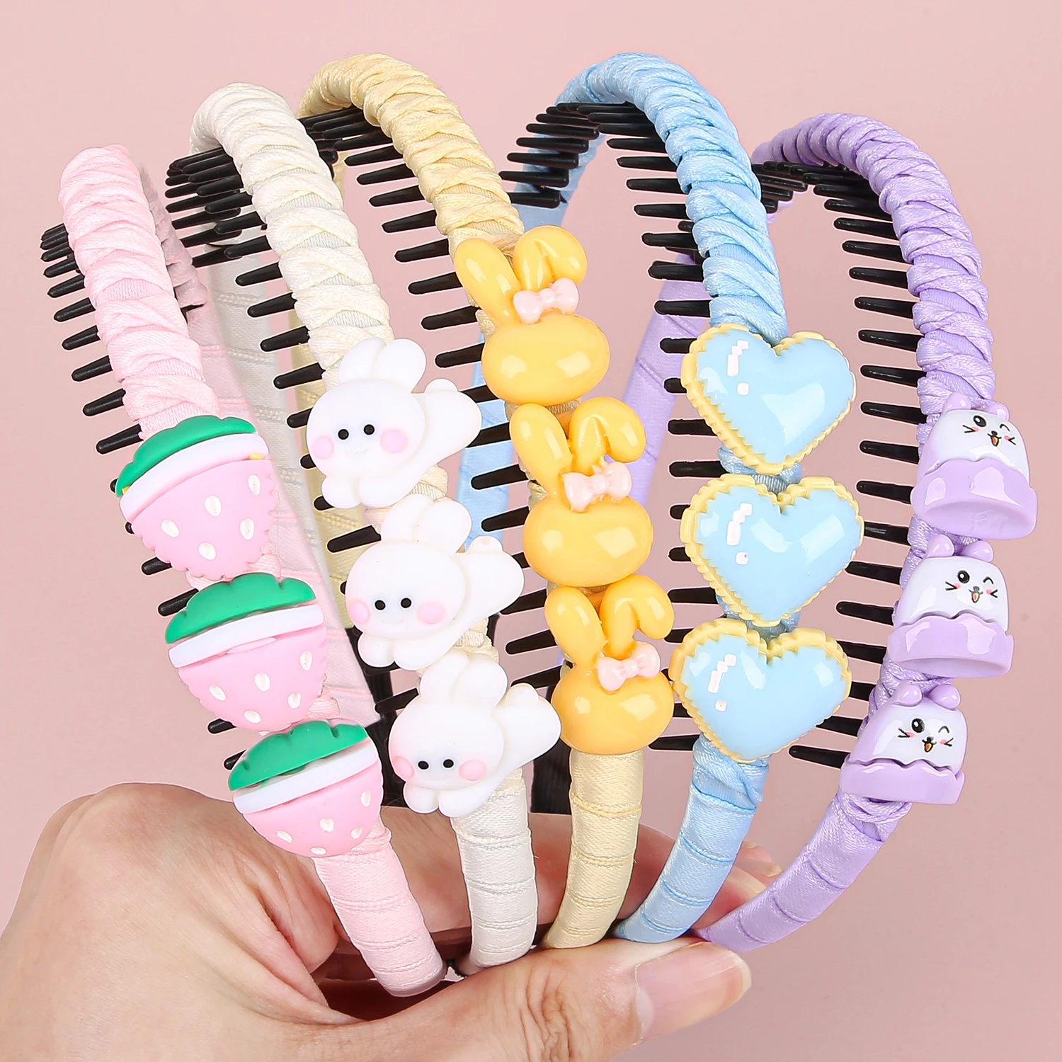 1/15pcs Fashion Girls Headbands Wrap Bezel With Teeth Hair Hoop Rabbit Heart Hairband For Women Anti-slip Hair Accessories