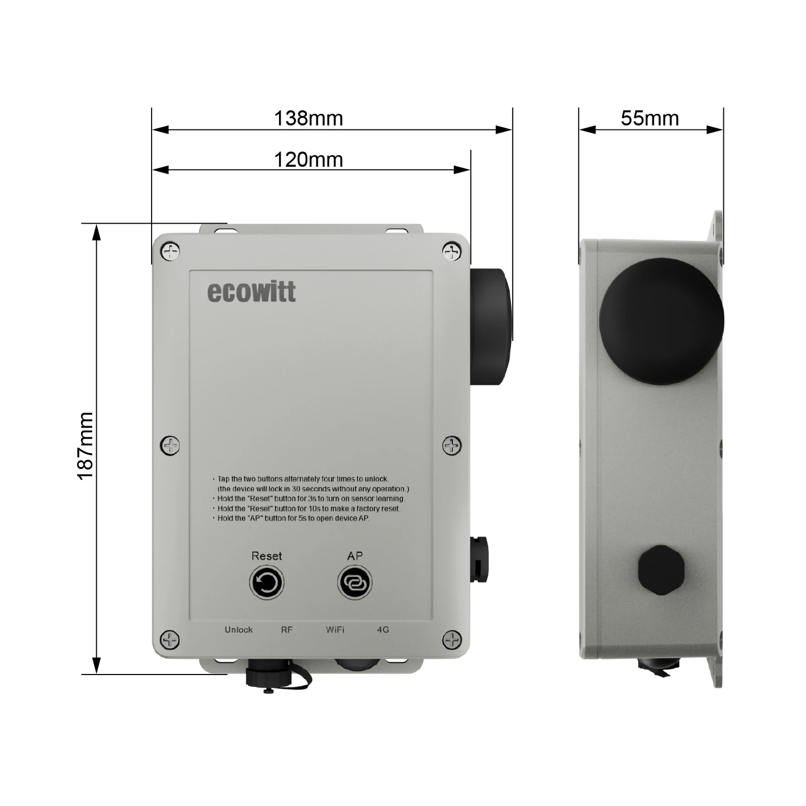 Ecowitt-محطة الطقس ws6210c 4g و wi-fi ، بوابة متنقلة مع لوح شمسي ، تدعم جميع أجهزة الاستشعار وأجهزة iot وتنزيل البيانات