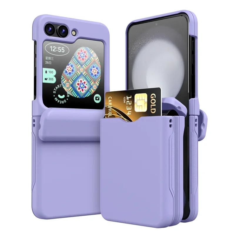 Mit Kartenhalter Schutzhülle für Samsung Galaxy Z Flip 8 7 FE 6 5 4 Flip6 Flip5 Flip4 Vollständig Scharniergeschützte Stoßfeste Hülle – Detail 8