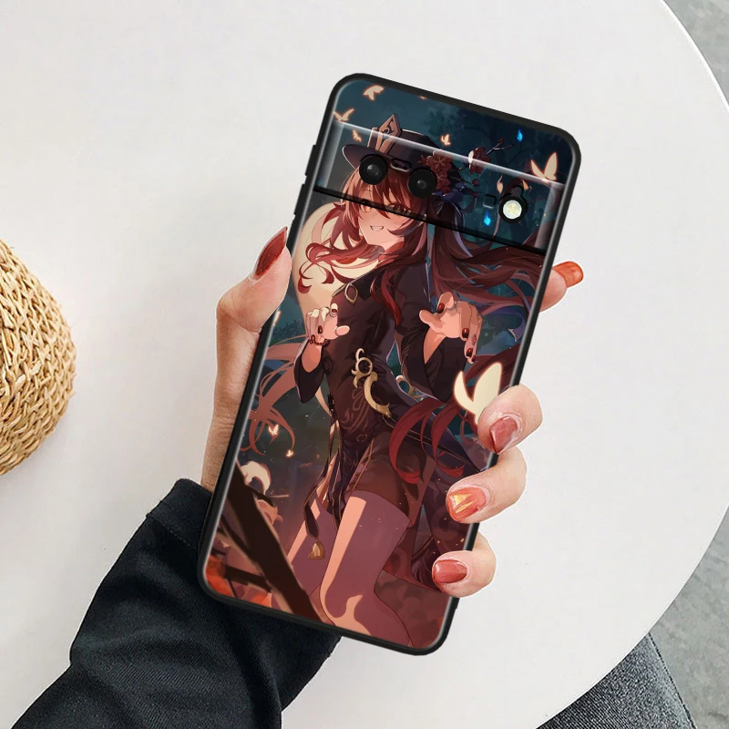 Genshin Impact Anime For Google Pixel 9 8A 8 7A 7 6A 6 5A 5XL 5 4A 4XL 4 Pro Black Soft Silicone Phone Case Cover