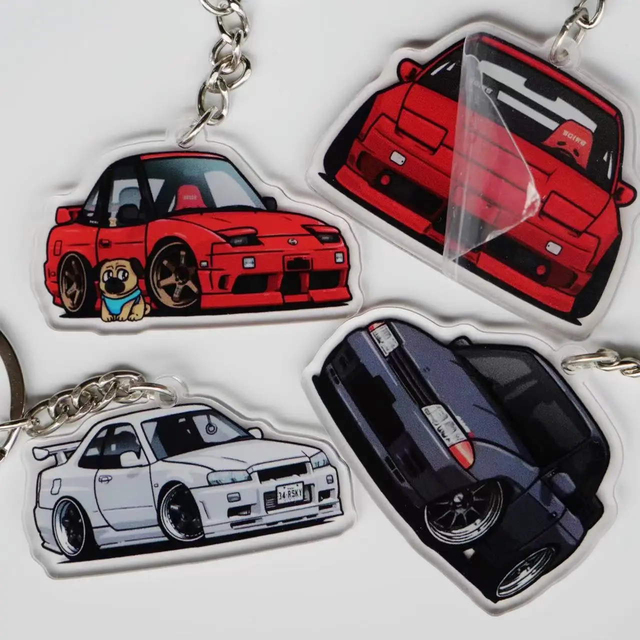 JDM R32 R34 240SX 180SX EVO STI EK9 NSX RX7 M3 A80 AE86 Cartoon Acrylic Creative Keychain